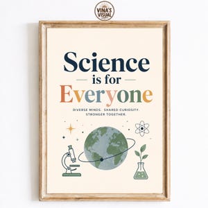 Science Is For Everyone Print, Inclusive STEM Classroom Wall Art