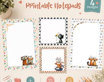 Witziges Katzen Notizblock Printable Bundle | Katze Briefpapier | Druckbare Notizblöcke