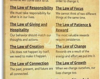 12 Laws of Karma Poster, Spiritual Wisdom Wall Art, Mindfulness Meditation Decor, Inspirational Philosophy Print