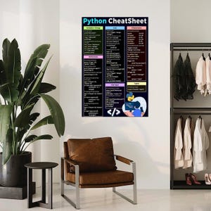 Python Cheat Sheet Poster, Programming Reference Chart, Coding Classroom Wall Art, Computer Science Educational Print image 10