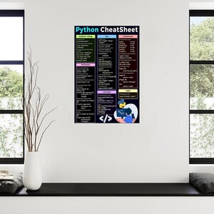 Python Cheat Sheet Poster, Programming Reference Chart, Coding Classroom Wall Art, Computer Science Educational Print image 9