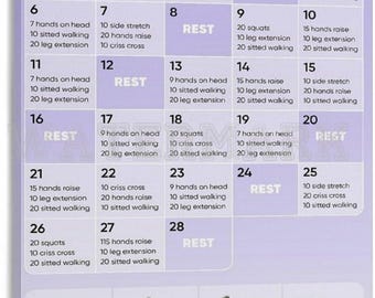 28-Day Chair Yoga for Seniors Fitness Challenge Chart, Daily Seated Exercise Poster