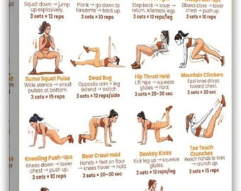 Military Calisthenics Full Body Workout Poster, Women's Bodyweight Exercise Chart, Home Gym Fitness Training Wall Art