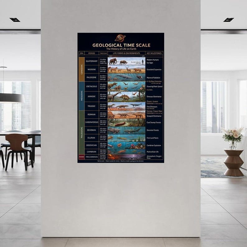 Geological Time Scale Poster, History of Life Chart, Science Classroom ...