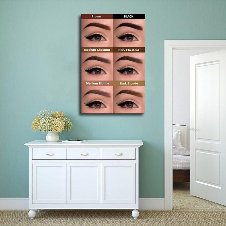 Eyebrow Color Guide Poster, Brow Shade Reference Chart, Makeup Artist ...