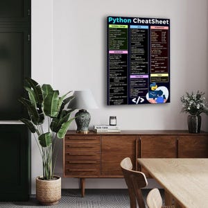 Python Cheat Sheet Poster, Programming Reference Chart, Coding Classroom Wall Art, Computer Science Educational Print image 3