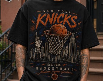 Vintage New York Knicks T-shirt, Retro Basketball Streetwear Shirt, Game Day Graphic Gift Fan, Game Day Fiesta Unisex Tee