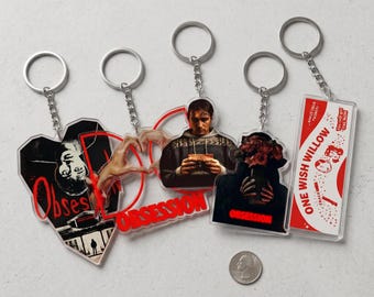 Obsession Acrylic Keychain, Horror Movie Inspired Keychain, Thriller Film Fan Gift, Gothic Acrylic Charm, Dark Aesthetic Bag Accessory