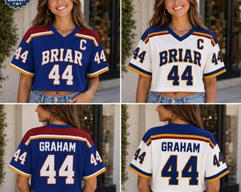 Briar University Crop Top Jersey, Campus Hockey Jersey, Hockey Romance Fan Gift, Di Laurentis, Graham, Logan, Tucker, Outfit Gift For Her