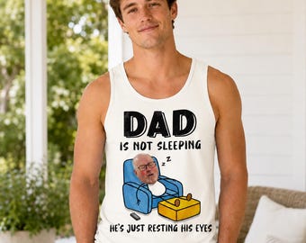 Custom Face Dad Is Not Sleeping TankTop, Funny Dad Gift, Personalized Face Shirt for Dad, He's Just Resting His Eyes Tank, Father's Day Gift