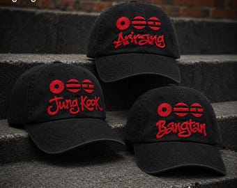 Embroidered BTS Logo Hat, Arirang World Tour Baseball Hat, Vintage JungKook Washed Dad Cap, Concert Baseball Cap, Bangtan Kpop Baseball Cap