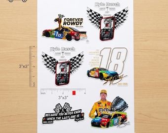 Kyle Busch Forever Rowdy Sticker, Racing Memorial Sticker, Motorsport Tribute Stickers, NASCAR Fan Gift, Waterproof Vinyl