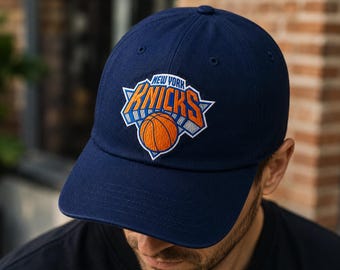 Embroidered New York Knicks Hat, Retro NYC Basketball Cap, Game Day Streetwear Classic Dad Hat, Sports Fan Gift, Washed Dad Cap
