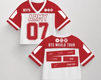 BTS Tour Football CropTop Jersey, Bangtan Boys Kpop Jersey, Arirang Army Fan Apparel, Korean Pop Music Crop Top, Concert Outfit Gift For Her