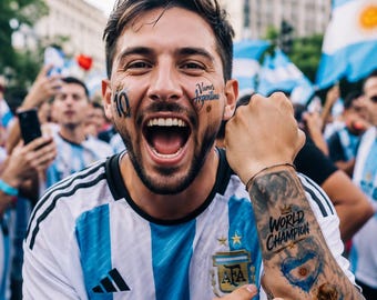 Argentina Soccer 2026 Tattoo, Personalized Argentina Flag Temporary Tattoo, Argentina Soccer Fan Face Tattoo, Football Supporter Sticker