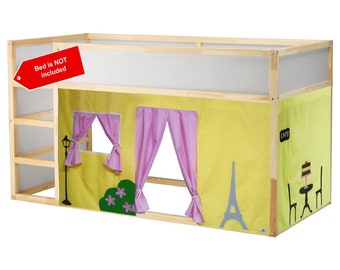 Paris Theme Bed Tent / Loft bed curtain - free design and colors customization