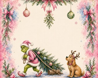Pink Christmas Mischief Mahjong Mat