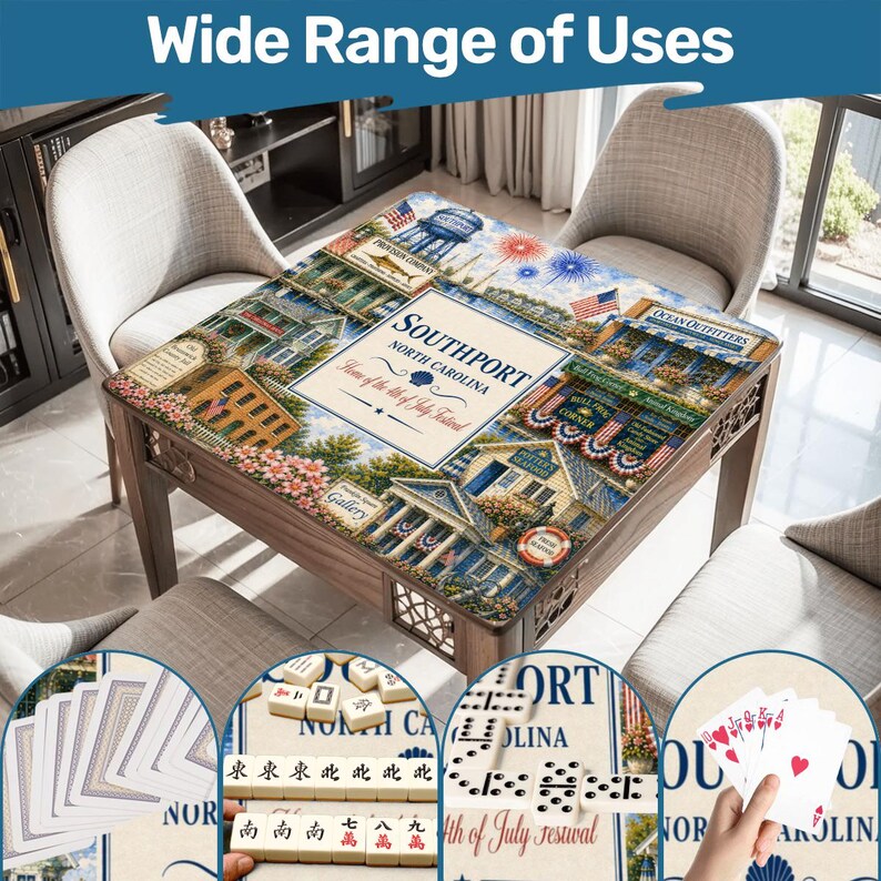 Southport, North Carolina Coastal Illustration Mahjong Mat Design bild 6