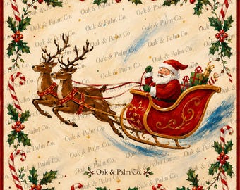Santa Sleigh Christmas Mahjong Mat