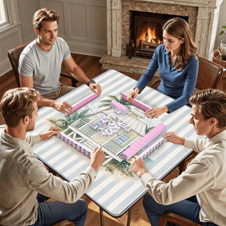 Coastal Beach Cottage Mahjong Mat bild 9