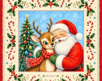Whimsical Santa and Reindeer Mahjong Mat