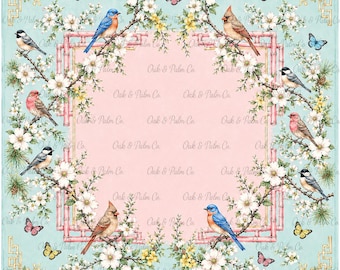 Chinoiserie Bird and Blossom Mahjong Mat