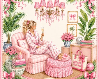 Pink Palms & Pajamas Mahjong Mat