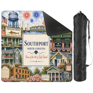 Southport, North Carolina Coastal Illustration Mahjong Mat Design bild 2