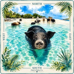Exuma Swimming Pigs Mahjong Mat Pig Paradise