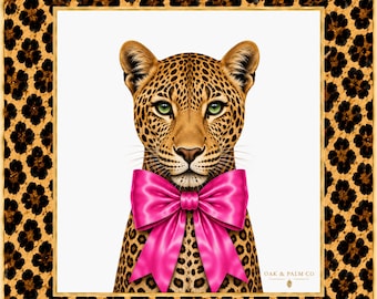 Leopard Luxe Pink Bow Mahjong Mat