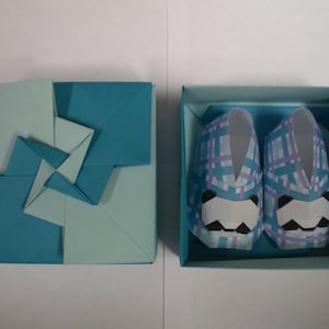 Origami Baby Booties Shoes with box