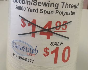 25K Yard Super Cone White Polyester 75D/2 Sewing Thread