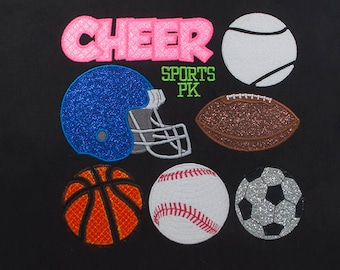 Applique SPORTS PACK, 7 Designs, 6 Sheets of Glitter material