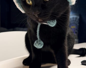 Handgemachte Blaue Häkelmütze für Katze