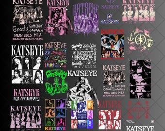 Katseye The Beautiful Chaos Tour Kids PNG Bundle, Schöne Chaos Album Grafik, Mean Girls Merch für Musikfans, lässiges modisches Top