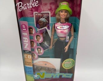 Lalka Barbie NSYNC nr 1 firmy Mattel z 2000 r. z ekskluzywną płytą CD i kartami kolekcjonerskimi