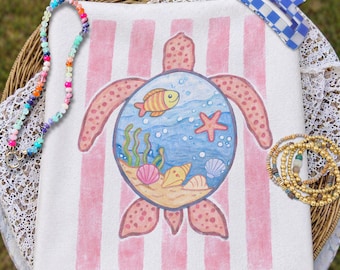 Summer Crab PNG Digital Design Girly Trendy Kid Design Women Pink Preppy Prep Print Beach Bay Coastal Watercolor Trending Stripes