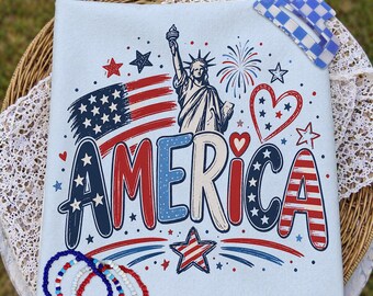 America 250 Years PNG, design floreale per compleanno USA per sublimazione, download digitale 4 luglio 2026, maglietta patriottica con rosa e fiordaliso PNG