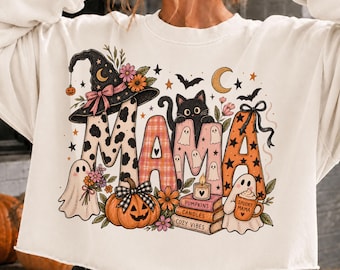 Spooky Mama PNG, Halloween Mama Shirt Design, Witch Hat Ghost Pumpkin Sublimation, Fall Digital Download