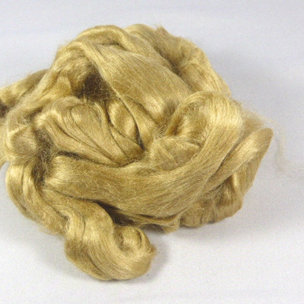 Muga silk Pure natural gold luxury Assam silk top sliver fibre  25 grams - .8 ounces fiber.  Spinning or felting fiber