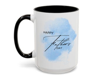 Personalisierte Vatertag Fototasse | Kundenspezifische Foto-Tasse mit Aquarell-Akzent 15 Unze