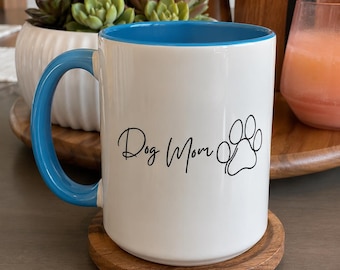 Dog Paw Coffee Cup, Color Accent Dog Mom Mug, Gift for Dog Lover