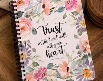 Trust in the Lord Prayer Journal, Floral Scripture Notebook, Christian Gift for Women