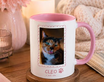Colorful Custom Pet Mug, Personalized Name and Photo Coffee Cup, Gift for Pet Mom