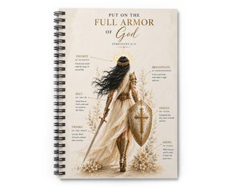Ebenholz Rüstung Gottes Journal, christliches Notizbuch, Epheser 6:11 Bibelstudienblatt, Gebetstagebuch, Glaubensgeschenk für Frauen
