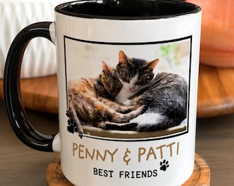 Personalized Pet Portrait Mug | Pet Mug with Photo | Custom Dog or Cat Coffee Mug | Paw Print Pet Lover Gift