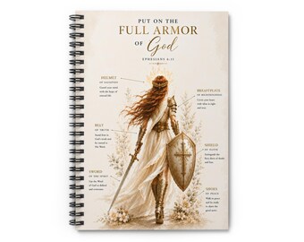 Kastanienbraune Rüstung Gottes, christliches Notizbuch, Epheser 6:11 Bibelstudienzeitschrift, Gebetstagebuch, Glaubensgeschenk für Frauen