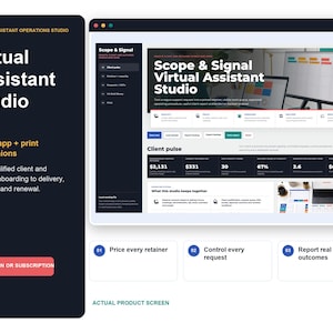 Virtual Assistant Client Tracker, Retainer Planner & Workflow Studio