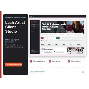 Lash Artist Planner, Client Tracker, Pricing Calculator & Rebooking Workflow App