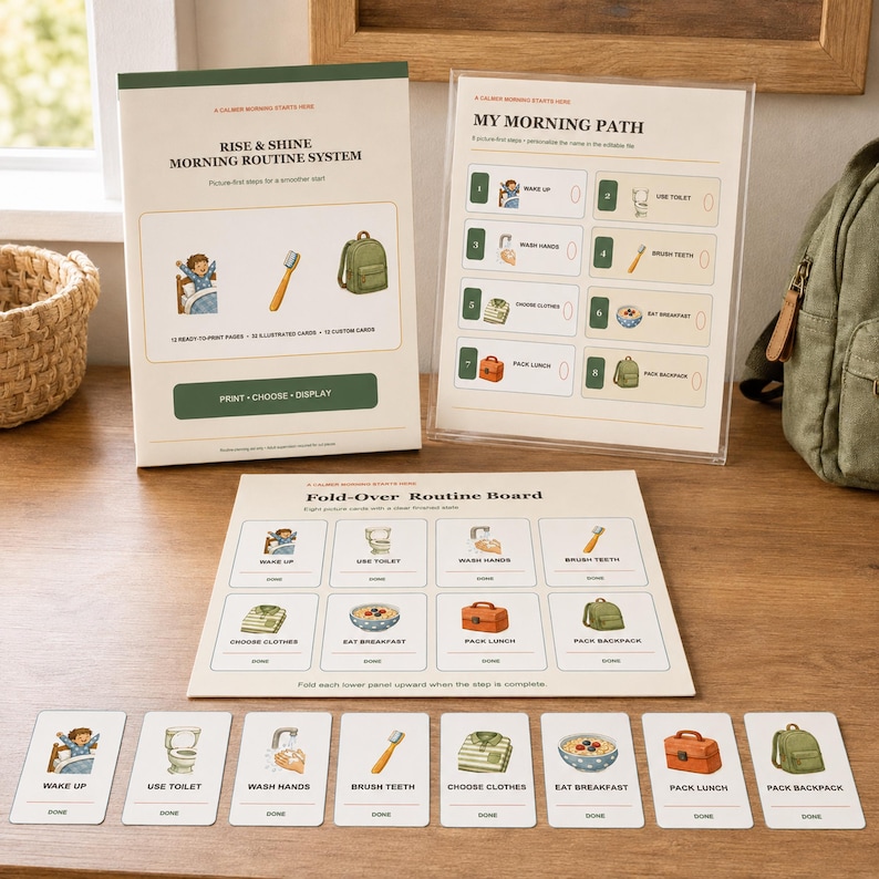 Tableau de routine matinale pour enfants, emploi du temps visuel ...